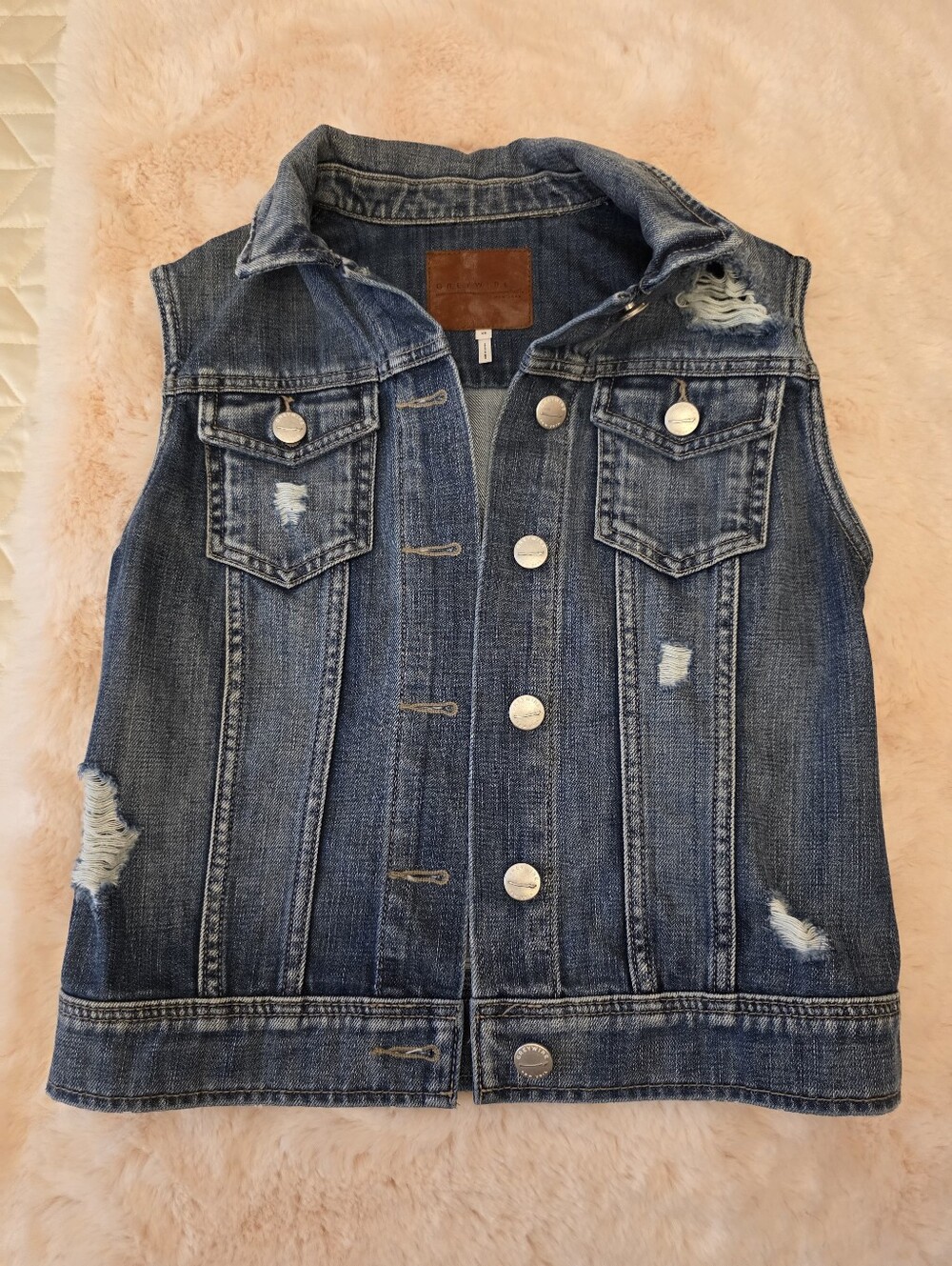 Greywire New York Distressed Blue Denim Vest